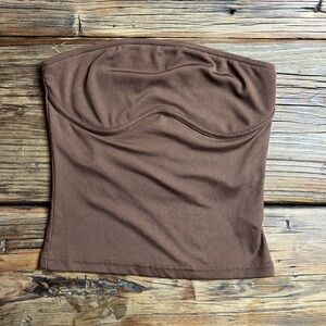 SHEIN Brown Ribbed Tube Top